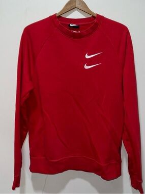 Nike red crewneck sweatshirt with white swoosh logo Size S